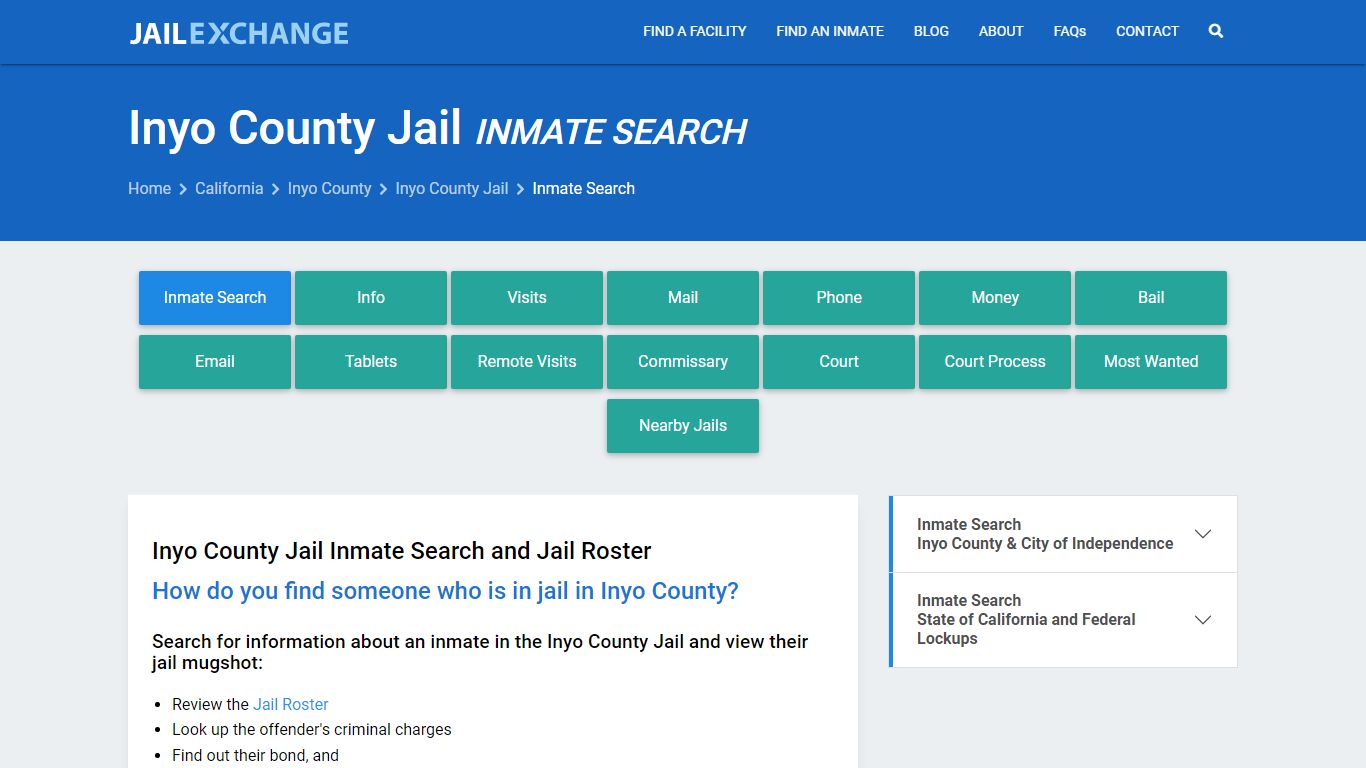 Inmate Search: Roster & Mugshots - Inyo County Jail, CA